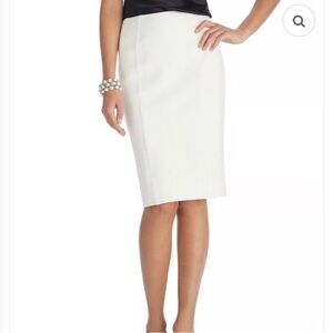 WHBM ECRU PONTE PENCIL SKIRT